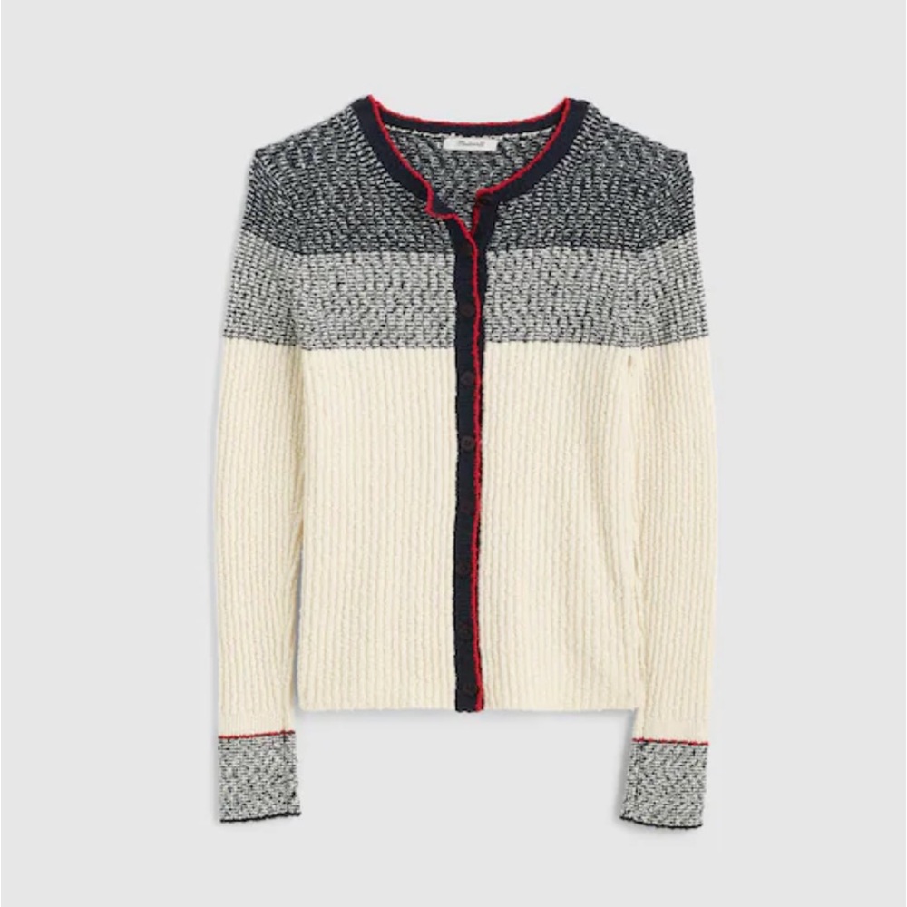 Madewell Striped Bouclé-Knit Cardigan